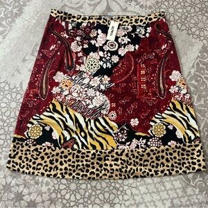 Acorn Black and Red Floral skirt- silk and cotton NWT